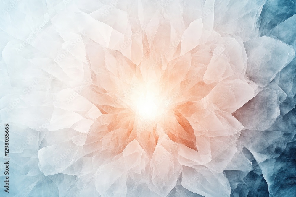 Poster abstract light burst with layered textures in blue and white tones creating a vibrant visual effect