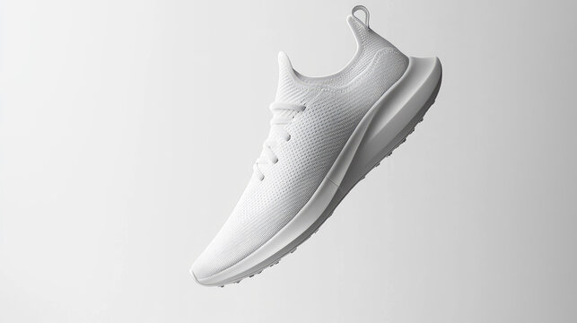 sleek white athletic shoe on plain background
