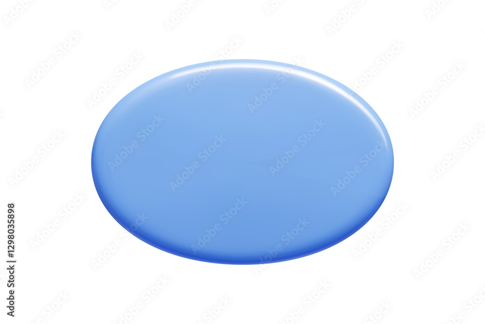 Poster blue 3d callout banner in oval shape with polished surface. vector speech bubble features gradient c