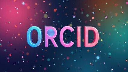 Orcid. Colorful ORCID letters glowing with bokeh lights on dark backgr
