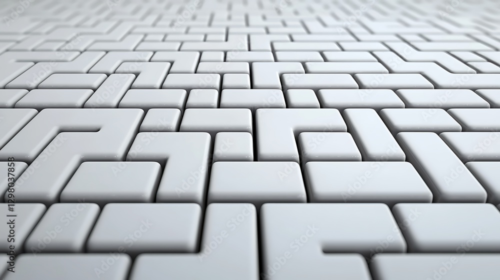 Poster a close-up view of a textured surface featuring intricate, interlocking white tiles arranged in a ge