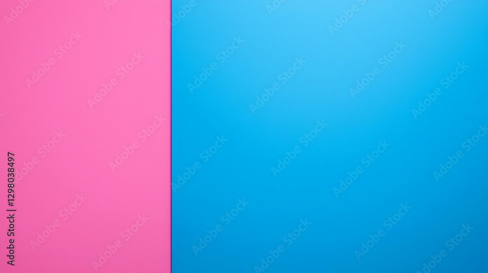 Poster a vibrant split image featuring a bold pink panel on the left and a calming blue panel on the right,