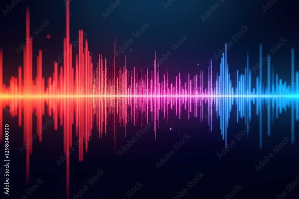 Poster dynamic colorful sound waves illustration representing music and audio frequencies in a vibrant digi