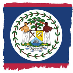 Silhouette vector illustration of the Belize flag (Coat of Arms) on a white background