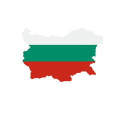 Silhouette vector illustration of the Bulgaria flag (White, Green, Red) on a white background