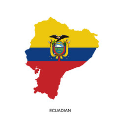 Silhouette vector illustration of the Ecuador flag (Coat of Arms) on a white background