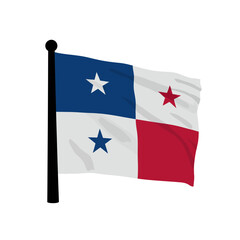 Silhouette vector illustration of the Panama flag (Stars and Stripes) on a white background