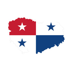 Silhouette vector illustration of the Panama flag (Stars and Stripes) on a white background