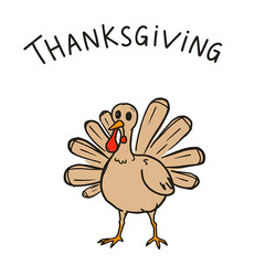 cartoon turkey for thanksgiving event hand drawn style, generative ai