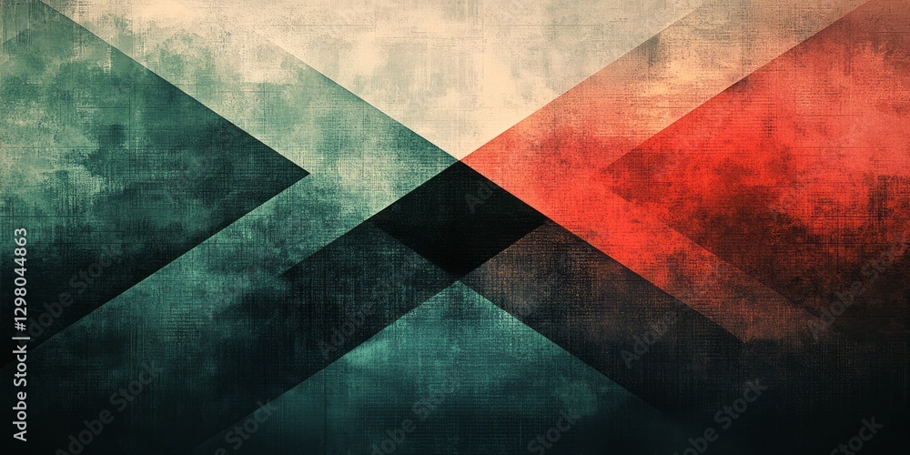 Aufkleber geometric shapes are overlaid in textured colors creating an abstract design