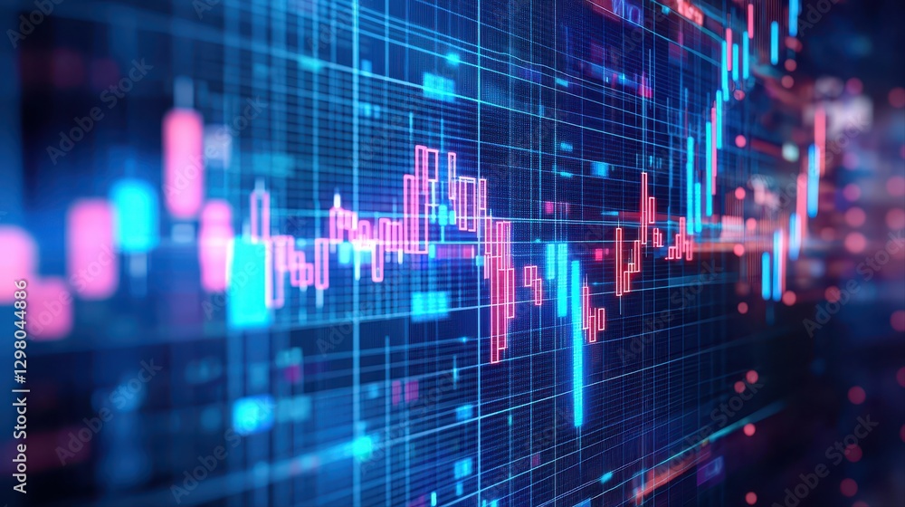 Poster a stock market chart displaying fluctuating data trends and financial performance indicators for inv
