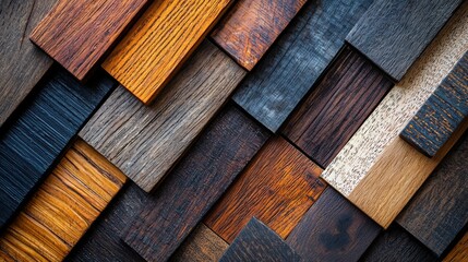 Textured Wooden Planks in Various Shades and Grain Patterns