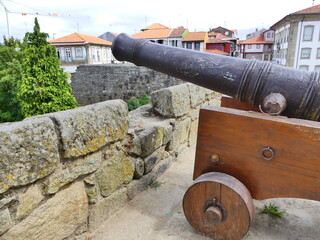 Ancien canon de guerre dans un jardin