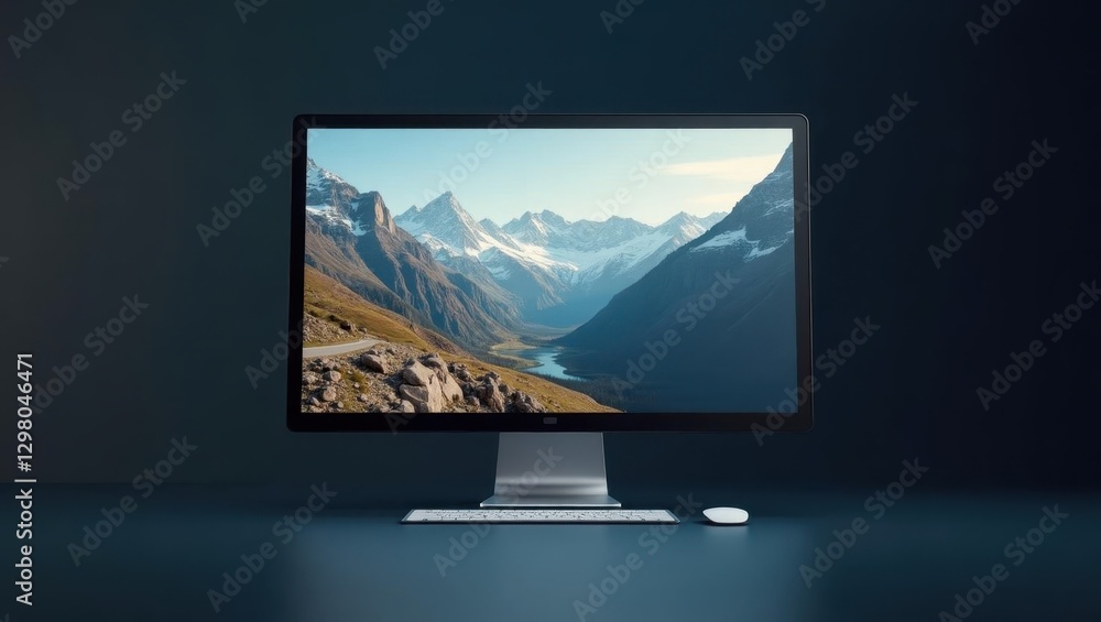 Poster ai video enhancer. computer monitor is on desk with mouse