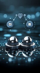 Futuristic interaction concept using metal spheres and digital connectivity