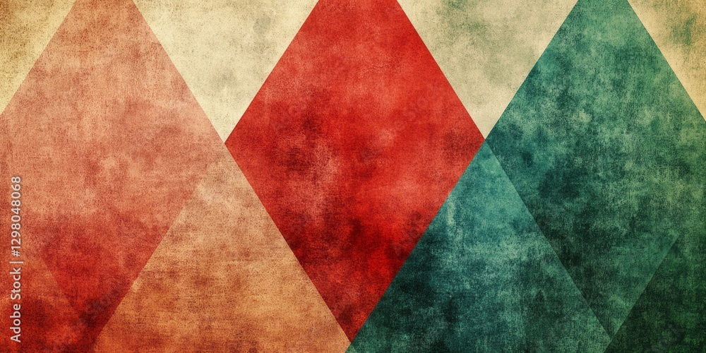 Poster abstract geometric pattern composed of overlapping diamonds with a vintage texture
