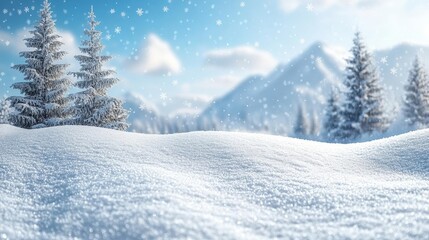 Fototapeta premium Snowy Winter Landscape With Mountains