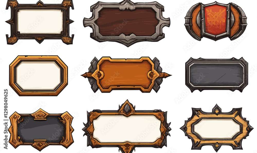 Aufkleber medieval vector ui frames and borders bundle for game design and decorating