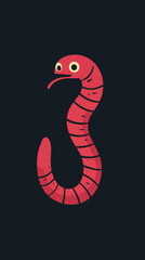 Naklejka premium Playful Red Worm Vector Pictogram for Educational and Design Uses