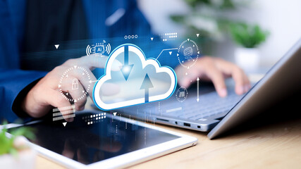 Cloud technology concept Global network of global business Megatrends on the Internet for Telecommunication.