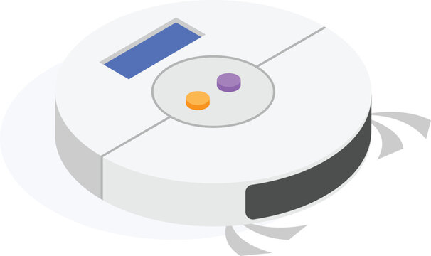 Customizable isometric icon of smart vacuum cleaner in modern style