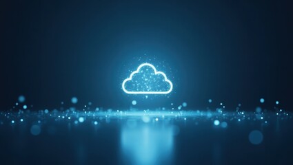 Digital Transformation. Digital blue cloud icon with glowing lights te