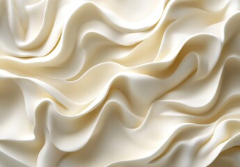 Obraz premium Elegant Soft Creamy Fabric Texture with Flowing Waves and Gentle Curves for Backgrounds in Textiles, Fashion, or Interior Design Projects