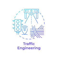 Traffic engineering blue gradient concept icon. Designing and implementing roads. Transport management. Round shape line illustration. Abstract idea. Graphic design. Easy to use in booklet