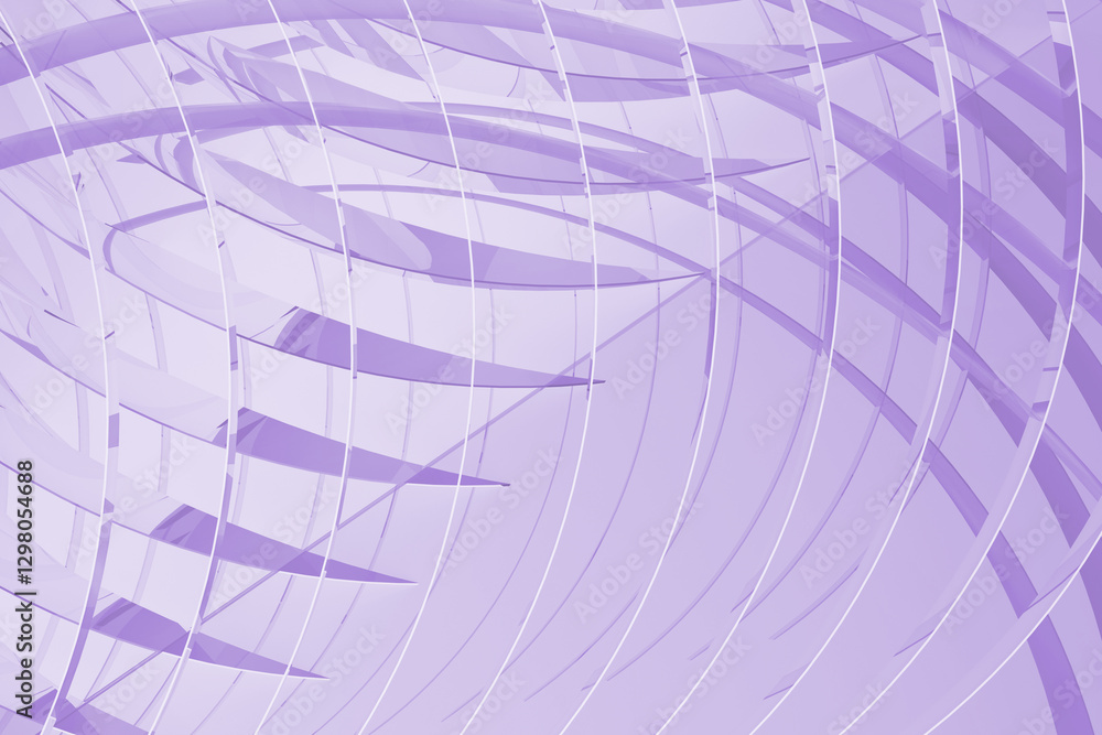 Poster abstract background with pattern of semicircles, curved lines, sharp edges of light violet glossy pl