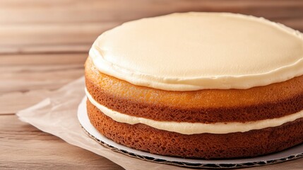 Delicious layered cake with creamy frosting, showcasing perfect