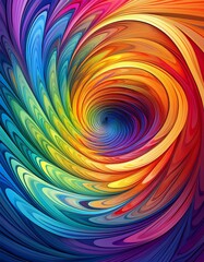 Fototapeta premium Psychedelic rainbow swirl: optical illusion effect, full of movement & energy. Vibrant & mesmerizing. Ideal for abstract backgrounds & dynamic design overlays.