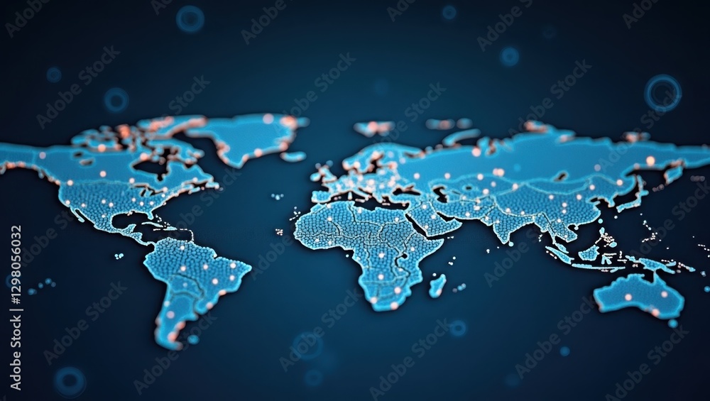 Poster global capability center. map of world is shown with dots all over it