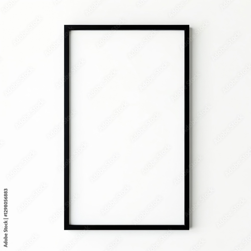 Aufkleber simple black frame mock-up on white wall background. minimalist design provides versatile template f
