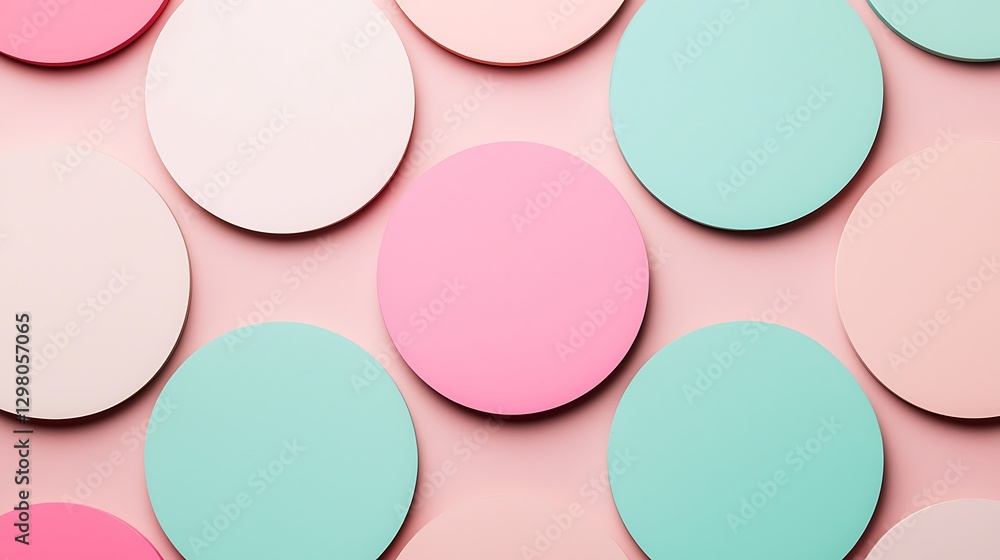 Aufkleber a vibrant arrangement of pastel-colored circular shapes on a flat surface, creating a visually appea