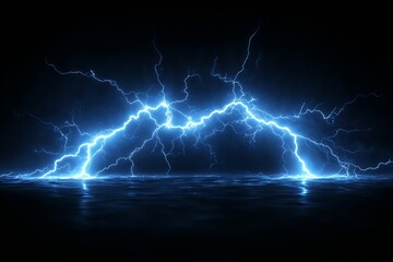 Lightning bolts isolated on black, Thunder electric strike. Thunderstorm and lightning
