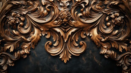 Ornate Decorative Wood Carving with Floral Patterns and Textures