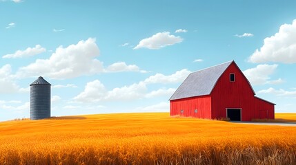 Evoking the Serenity of the Countryside through Abstract Minimalist Designs of Barns and Silos