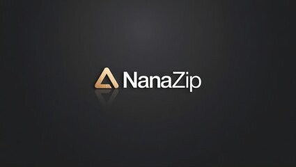 Nanazip. Ai logo generator Presentation Zstandard Squarespace designer Magical expander Zzz code clipdrop Appen Vanceai Minimalistic golden geometric with company name on dark background, modern bran