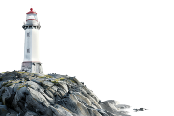 Guiding Light: A majestic lighthouse stands tall on a rocky coastal cliff, its beacon of hope shining brightly against the sky