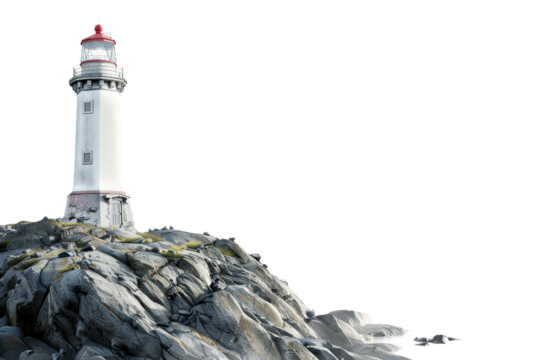 Guiding Light: A majestic lighthouse stands tall on a rocky coastal cliff, its beacon of hope shining brightly against the sky