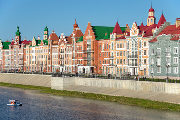 Fototapeta premium Summer day on the embankment of Brugge, Yoshkar-Ola. Republic of Mari El
