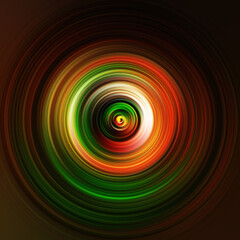 Colorful radial motion effect. Abstract rounded background. Color curves and sphere. Multi color gradient rings and circles wallpaper. Colored texture backdrop and banner.