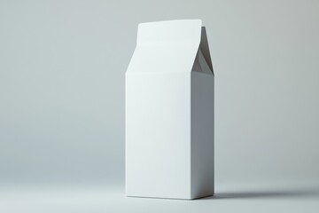 Minimalist White Beverage Carton on Plain Background