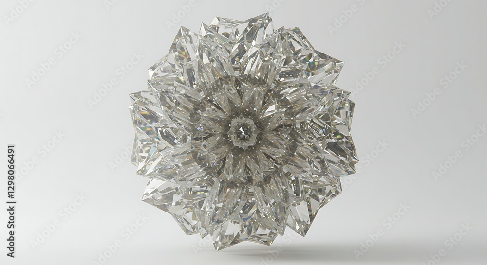 Poster crystal formation sparkling close up on white background displaying geometric precision