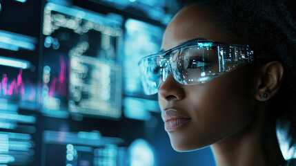 AI cyber security female african american IT specialist