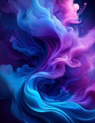 Surreal smoke-like cloud of color: swirling deep blues & purples. Dreamy & ethereal. Ideal for abstract backgrounds & fantasy designs.


