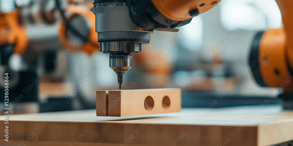Poster ai powered robotic arm crafting handmade wooden toy with precision