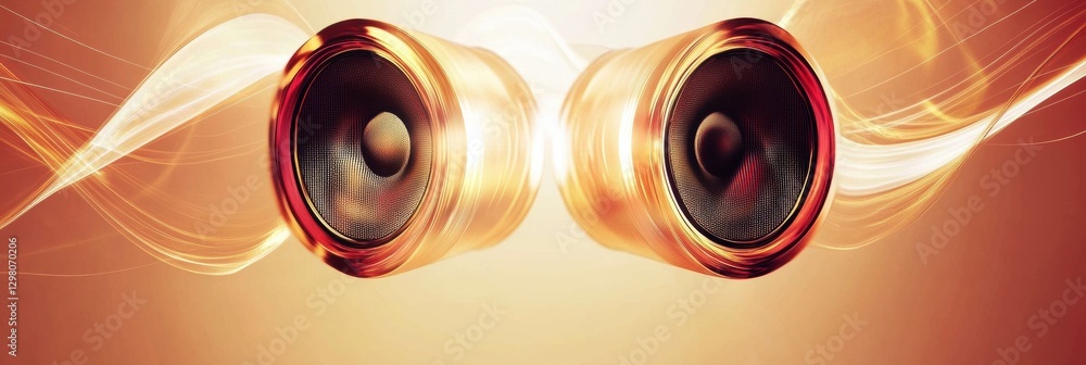 Leinwandbilder 3d speakers illuminate surroundings with vibrant light waves creating an immersive audio experience 