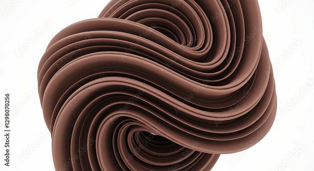 Poster abstract brown swirls forming interlocking shape on white background image