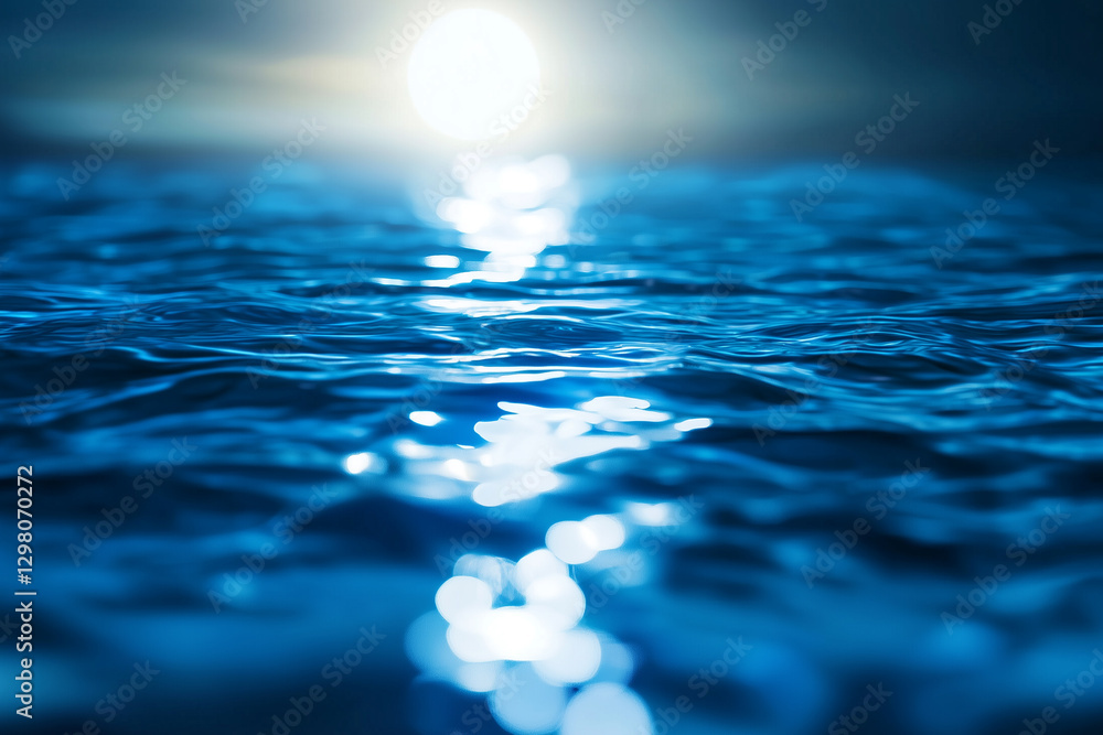 Poster moonlit water with shimmering reflections creates serene and calming atmosphere